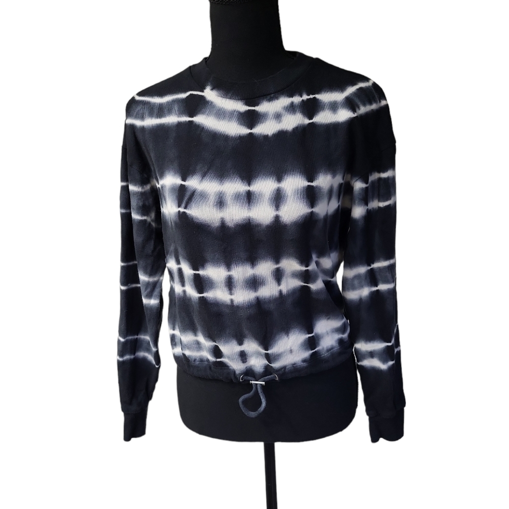 EUC 100% cotton NOBO women's tie dye crewneck sweatshirt, XS, black white
